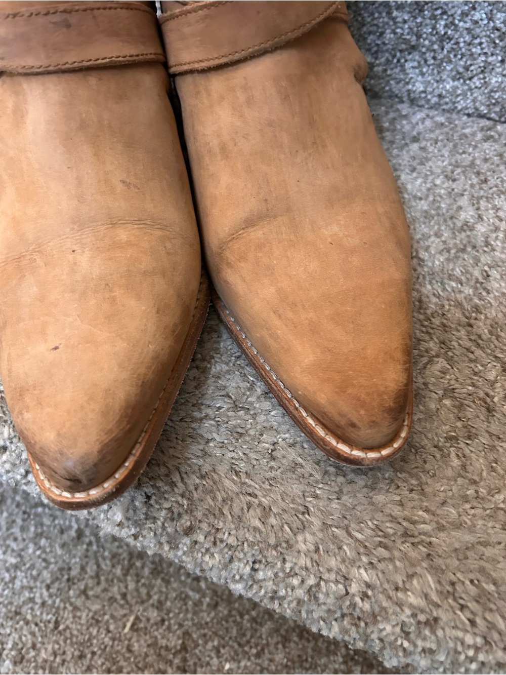 Free People Back Loop Tan Suede Leather Ankle Boots. Pointed Toe. Western. SZ 39 - Picture 7 of 9